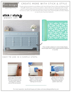 Redesign Stick & Style Stencil - Casa Blanca Tile 10cm x 15mtrs roll (4" x 15 Yard)